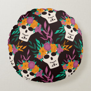 Dia de Los Muertos, traditionelles mexikanisches H Rundes Kissen