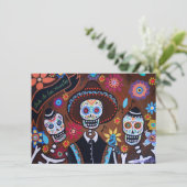 Dia de los Muertos Tres Amigos Mariachi Karte (Stehend Vorderseite)
