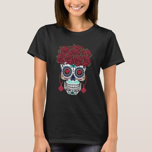 Dia De Los Muertos Valentines Day Roses Valentine T-Shirt (Vorderseite)