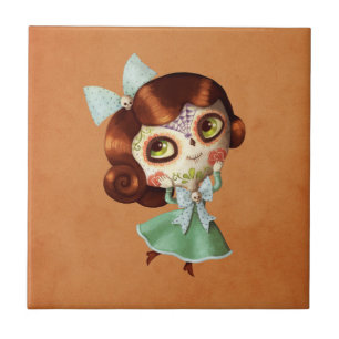 Dia de Los Muertos Vintage-Puppe Fliese
