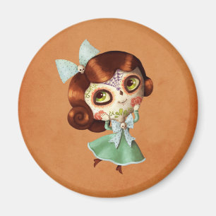 Dia de Los Muertos Vintage-Puppe Magnet