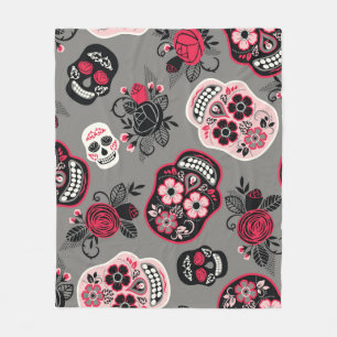 Dia de los Muertos: Vintages Muster Fleecedecke