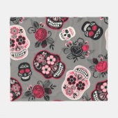 Dia de los Muertos: Vintages Muster Fleecedecke (Vorderseite (Horizontal))
