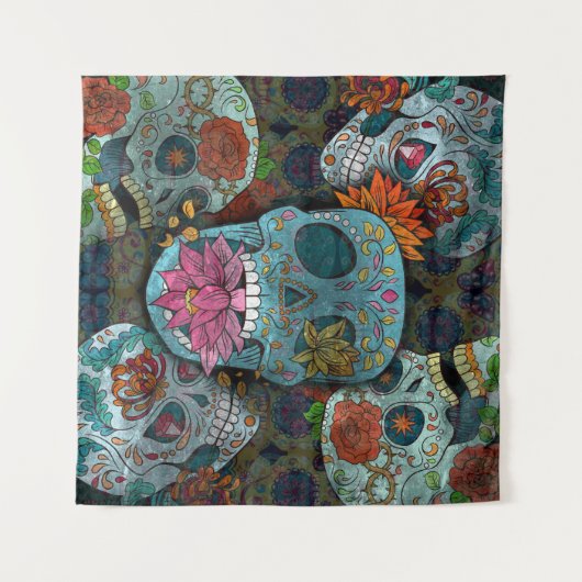 Dia De Los Muertos Wandteppich (Vorderseite (Horizontal))
