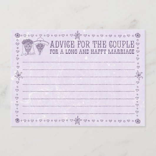 Dia de los Muertos Wedding Advice Cards Hinweiskarte (Vorderseite)