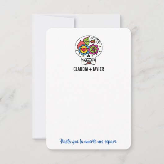 Dia De Los Muertos Wedding Danke-Card Dankeskarte (Vorderseite)