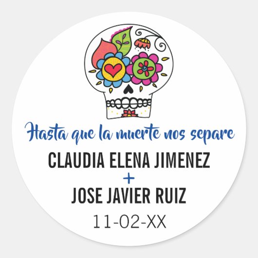 Dia de Los Muertos Wedding Stickers (Vorderseite)