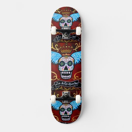 Dia de Los Muertos Winged Calaveras Skateboard (Vorderseite)