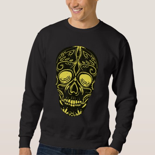Dia De Los Muertos Yellow Skull Mask Sweatshirt (Vorderseite)