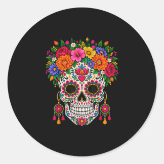Dia de los muertos Zucker-Schädel-Catrina-Totentag Runder Aufkleber