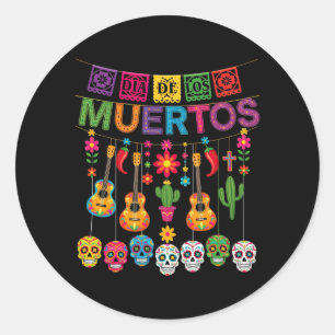 Dia-De-Los-Muertos Zucker-Schädel hängend Runder Aufkleber