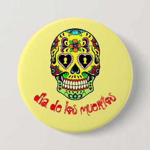 Dia de los muertos -- Zucker-Schädel-Knopf Button