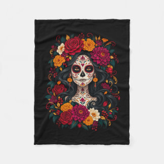 Dia de los muertos Zuckerschädel Catrina Totentag Fleecedecke