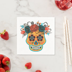 Dia de lost Muertos Sugar Skull mit Rose Serviette
