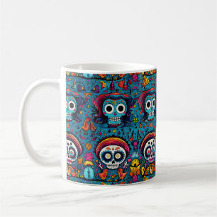 Dia de Muertos, Blauzucker-Schädel-Muster Kaffeetasse