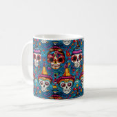 Dia de Muertos, Blauzucker-Schädel-Muster Kaffeetasse (Vorderseite Links)