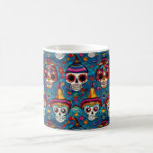 Dia de Muertos, Blauzucker-Schädel-Muster Kaffeetasse (Mittel)