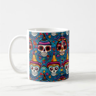 Dia de Muertos, Blauzucker-Schädel-Muster Kaffeetasse