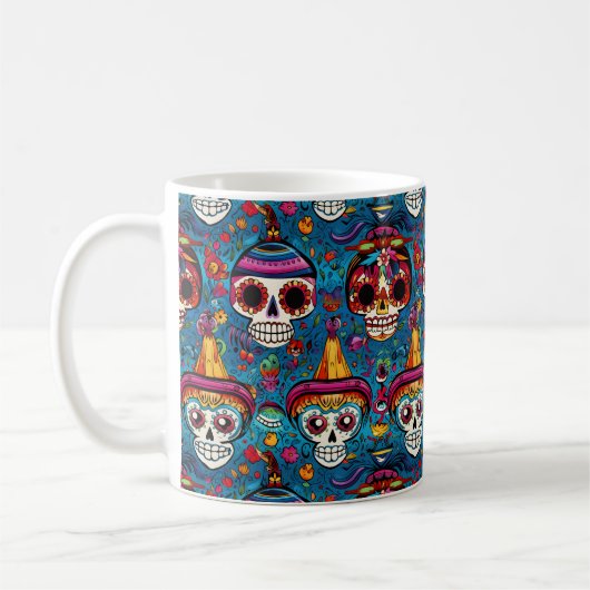 Dia de Muertos, Blauzucker-Schädel-Muster Kaffeetasse (Links)