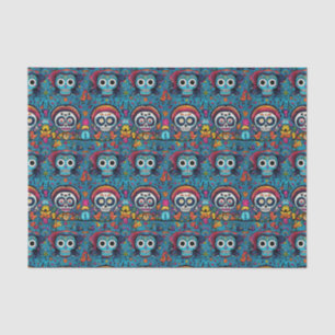 Dia de Muertos, Blauzucker-Schädel-Muster Seidenpapier