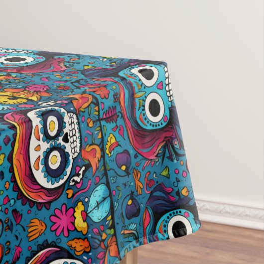 Dia de Muertos, Blauzucker-Schädel-Muster Tischdecke (Beispiel)