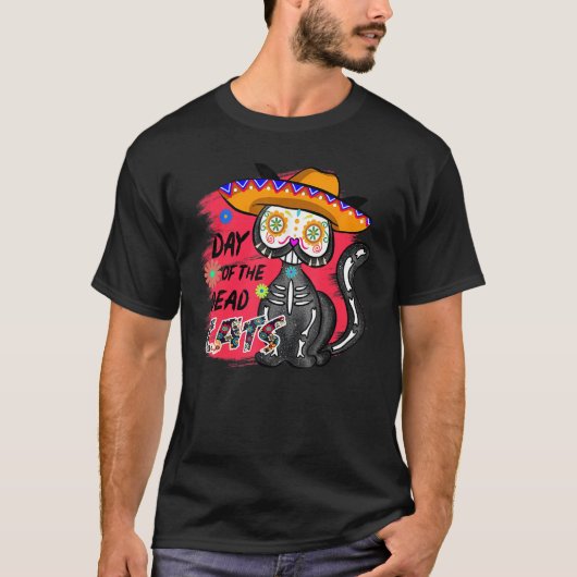 Dia de Muertos Day of the Dead Cat Skeleton T-Shirt (Vorderseite)