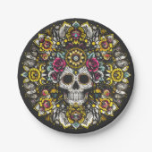 Día de Muertos Day of the Dead Mandala Halloween Pappteller (Vorderseite)