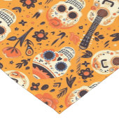 Dia de Muertos, Gitarren und Zuckerschädel orange Kurzer Tischläufer (Ecke)