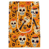 Dia de Muertos, Gitarren und Zuckerschädel orange Mittlere Geschenktüte (Rückseite)