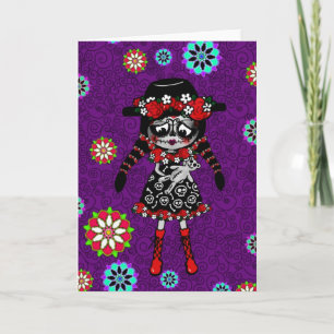 Día de Muertos Kawaii Mädchen personalisiert Karte
