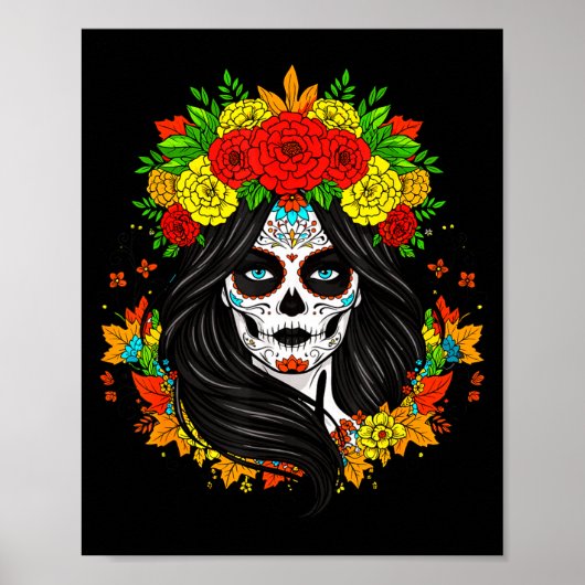 Día De Muertos La Catrina Day Of The Dead Women Su Poster (Vorne)