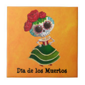 Dia de Muertos Mexican Fräulein Tod Fliese (Vorderseite)