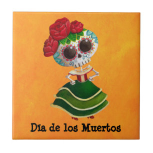 Dia de Muertos Mexican Fräulein Tod Fliese