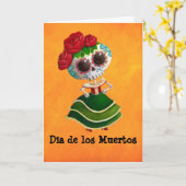 Dia de Muertos Mexican Fräulein Tod Karte (Gelbe Blume)