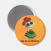 Dia de Muertos Mexican Miss Death Magnet (Vorderseite/Rückseite)