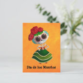 Dia de Muertos Mexican Miss Death Postkarte (Stehend Vorderseite)