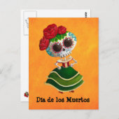 Dia de Muertos Mexican Miss Death Postkarte (Vorne/Hinten)