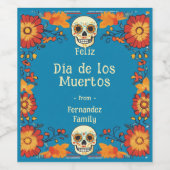 💀 🎉 Día de Muertos Party Weinetikett (Einzelnes Label)