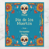 💀 🎉 Día de Muertos Party Weinetikett (Einzelnes Label)