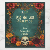 💀 🎉 Día de Muertos Party Weinetikett (Einzelnes Label)