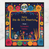 💀 🎉 Día de Muertos Party Weinetikett (Einzelnes Label)
