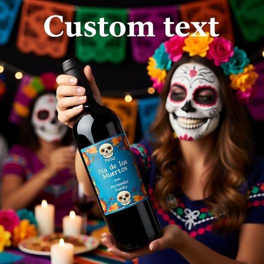 💀 🎉 Día de Muertos Party Weinetikett