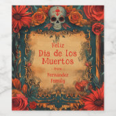 💀 🎉 Día de Muertos Party Weinetikett (Einzelnes Label)