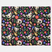 Día de Muertos Pattern Fleecedecke (Vorderseite (Horizontal))