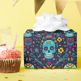 Día de Muertos Reverie: Türkis Sugar Skull Spec Geschenkpapier