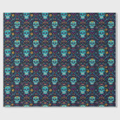 Día de Muertos Reverie: Türkis Sugar Skull Spec Geschenkpapier (Flach)