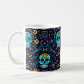 Día de Muertos Reverie: Türkis Sugar Skull Spec Kaffeetasse (Links)