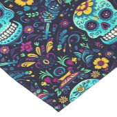 Día de Muertos Reverie: Türkis Sugar Skull Spec Kurzer Tischläufer (Ecke)