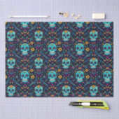 Día de Muertos Reverie: Türkis Sugar Skull Spec Seidenpapier (Handwerk)