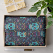 Día de Muertos Reverie: Türkis Sugar Skull Spec Seidenpapier (Geschenk)